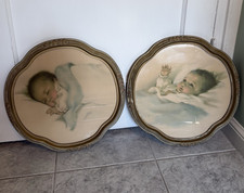 Antique c1920 Bessie Pease Gutmann Baby Prints Pair Jordan Marsh Original Frames picture