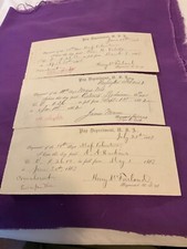 1735 CIVIL WAR 10th MASSACHUSETTS 1863 GROUP OF 3 SOLDIERS PAY VOUCHERS MAY 1863 picture