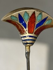 Antique 1920s Egyptian Revival Enamel Hatpin 9