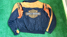 Harley-Davidson Men's Zip Jacket XL Black/Tan 100% Polyester Large Back Logo picture