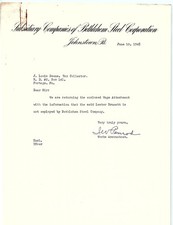 1948 Bethlehem Steel Letter re: wage attachment picture