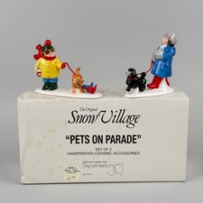 Department 56 Snow Village Pets on Parade Ceramic Figurine Set 2pc 5472-0 NOS picture