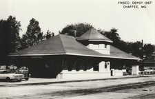 RPPC Antique Postcard Frisco Railroad Depot Real Photo Chaffee MO Train Station picture