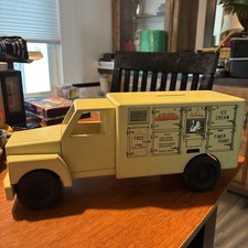 RARE Vintage SCHWANS Ice Cream & Finer Foods Movable Truck Piggy Bank, picture