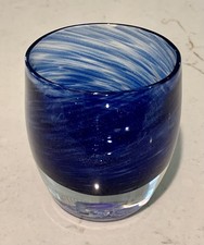 Glassybaby SEA Seahawks Blue & White Swirl 2021 Limited Ed Candle Holder READ picture