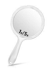 Hand Mirror, Double-Sided 1X/5X Magnifying 8.3