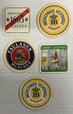 Vintage German Beer Coasters Lot of 5  (SHIPS FREE) picture