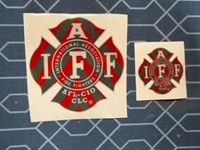 TWO IAFF Career Union Firefighter Decal 3M  1-2” 1-4” RED/GRAY EMS REFLECTIVE picture