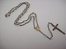 Vintage DiRoma Sterling Silver Rosary with Clear Faceted Crystal Beads, TO FIX picture