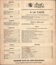1943 NICK'S IN GREENWICH VILLAGE vintage food menu NEW YORK CITY Dixieland Jazz picture