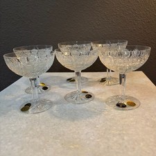 Vintage Bohemia Crystal Champagne Coupes - Unused Set of 6  Closed Cup picture