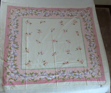 Vintage Wilendur Tablecloth Hand Printed Dogwood - purples, pinks 48