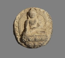 Tibet 1500s Old Antique Buddhist Clay Tsa Tsa Buddha Statue Sakyamuni Buddha picture