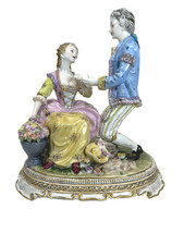 Antique Dresden Sitzendorf Saxony Meissen Style? Porcelain Romance Couple 12” picture