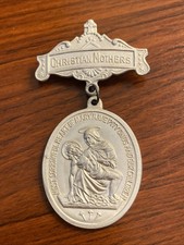 Vtg Christian Mothers Mary St Joseph Aluminum Medal Pin Pray For Us Catholicism  picture
