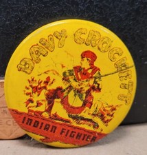 Vintage DAVY CROCKETT INDIAN FIGHTER PIN BUTTON picture
