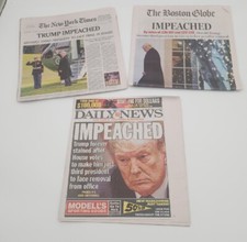 3 Trump Impeached 2019 Newspaper's Newspaper Impeachment Dec 19th 2019 Lot picture