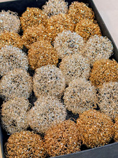24 Vintage Dept 56 Gold & Silver Metallic Tinsel Balls Christmas Light Covers  picture