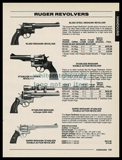 1996 RUGER REDHAWK Blued Stainless and Super Revolver AD w/original prices/specs picture