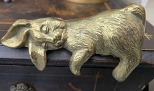 Vintage Sleeping Brass Bunny Shelf Sitter 1995 picture