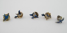 Lot 5 Bluebird of Happiness Pinback Lapel Pin Brooch Tie Tack Rhinestone Enamel picture