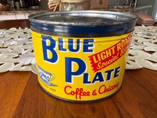 Vintage Blue Plate keywind coffee tin  picture