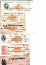 VINTAGE  check lot some with revenue paper and ir stamps 1870S THRU 1880S (bb10 picture