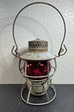 Antique A.T.&S.F.RY Etched Red Globe Dressel  Railroad Lantern SANTA FE Railway picture
