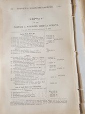 1875 train report NORWICH & WORCESTER RAILROAD  Massachusetts 9 pages picture