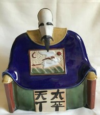 ORIENTAL MAN  ~ SQUARE STATUE / FIGURINE ~ UNMARKED ~ PLASTER ~ 10
