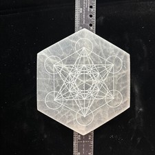 5 1/2” Selenite Charging Plate/grid With Metatrons Cube  picture