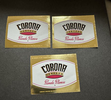 3 Vint. Corona Cerveza Banda Blanca Beer Labels San Juan, Puerto Rico Foil 7 oz picture