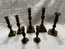 Small Vtg Brass Candlestick Holder Square Base Nodes 4.5