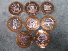 8 assorted Casino collector Tokens with 4.8 ounces of silver.-Free Ship picture