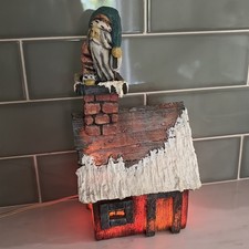 Vintage Anthony Costanza Hand Carved Santa Claus In Chimney LIGHT UP House picture