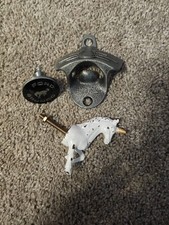 Lot Of VINTAGE LUCKY HORSESHOE Wall Mounted Bottle Opener Ford Knob  picture