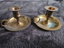 Vintage Archana Crafts Set Of 2 Brass Candlesticks Holders Handcrafted In India picture