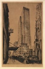 Elias M. Grossman Vintage 1933 Urban Street Scene Art Reprint Wall Art picture