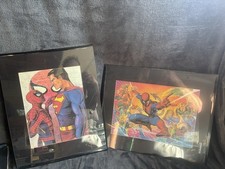 Signed Jeph LoebSpider-Man & Superman Poster Lot 2pc Marvel DC Comic Wall Art picture