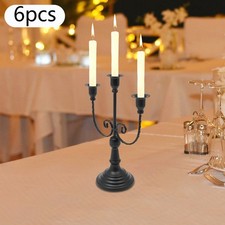 6 Pcs Vintage 3-Arm Candle Holder Retro Iron Candelabra for Home Decor 20*30cm picture
