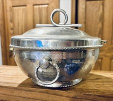 Vintage Hammered Aluminum Covered Casserole Serving Warming w Pyrex Dish 1.5 QT picture