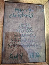 1832 antique embroidered sampler 6.5x5.5 original picture