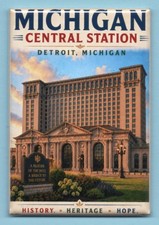 DETROIT MICHIGAN CENTRAL STATION TRAVEL POSTER *2X3 FRIDGE MAGNET* VISIT GIFT MI picture