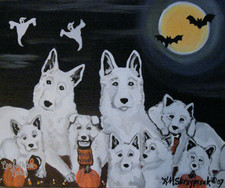 Halloween White German Shepherd Refrigerator Magnet 4