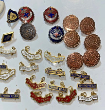 Vintage Enamel Award Pin Lot Honor Service  Red Cross Charms Collectible 34 Pc picture