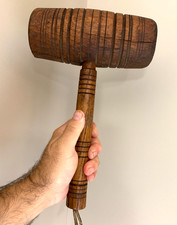 Antique Early Large Wooden OAK Barrel Mallet 13