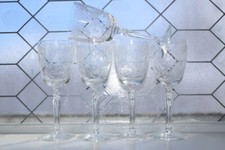 5 Fostoria Buttercup Water Goblets Wine Glasses Vintage 7 7/8