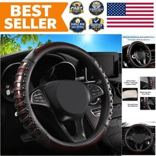 3D Massage Car Steering Wheel Cover,14.5-15 Inch Universal Brown Carbon Fibre... picture