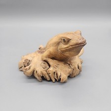 Hand Carved Burl Wood Folk Art Tree Frog Sculpture Figure Wooden Life Size 5