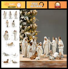 12Pcs Ivory Resin Nativity Figurines Set - Christmas Tabletop Ornaments & Decor picture